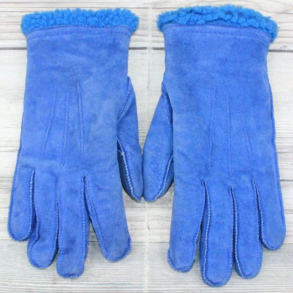 Unbranded Accessories - *Womens Blue Suede Polyester Lined Gloves Size M